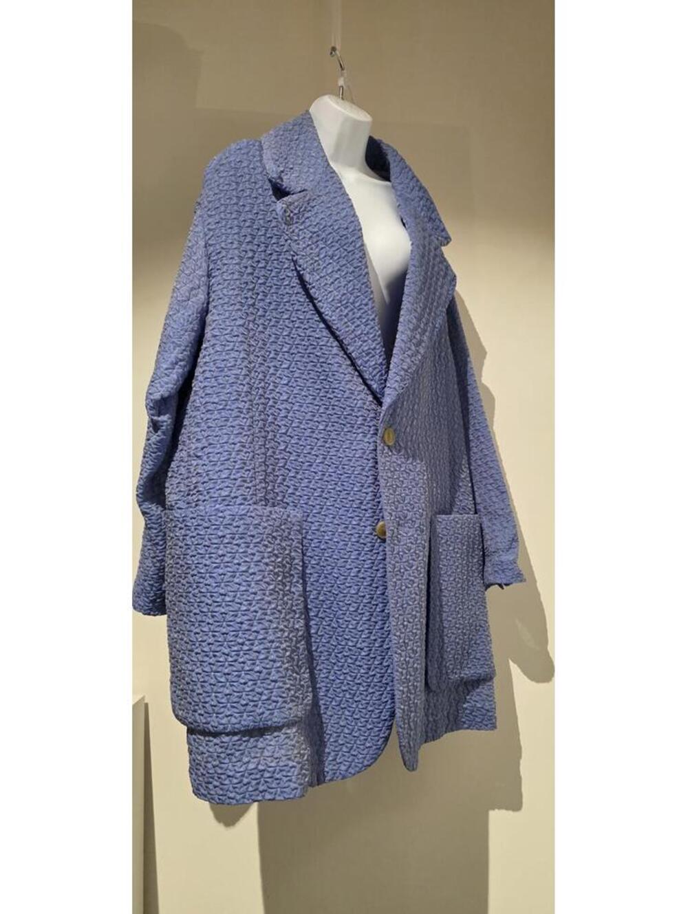 Walter Van Beirendonck Women's Blue Knit Long-Sleeve Textured Coat Jacket